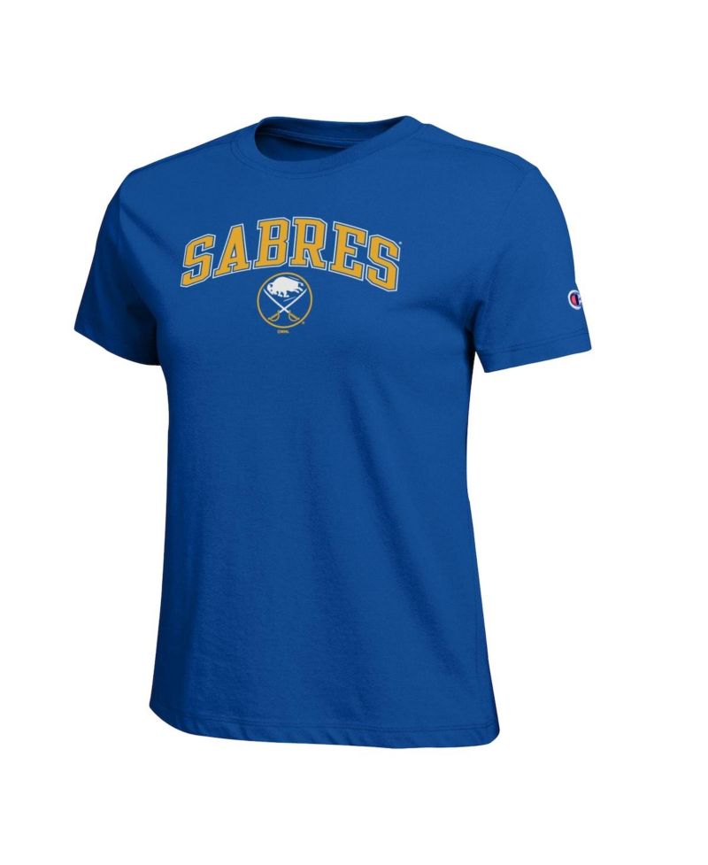 Women's Royal Buffalo Sabres Arch Mascot Logo T-Shirt