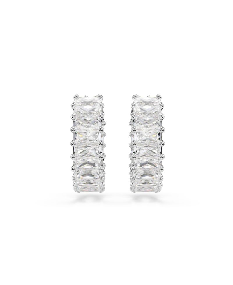 Matrix Rhodium Plated Hoop Earrings