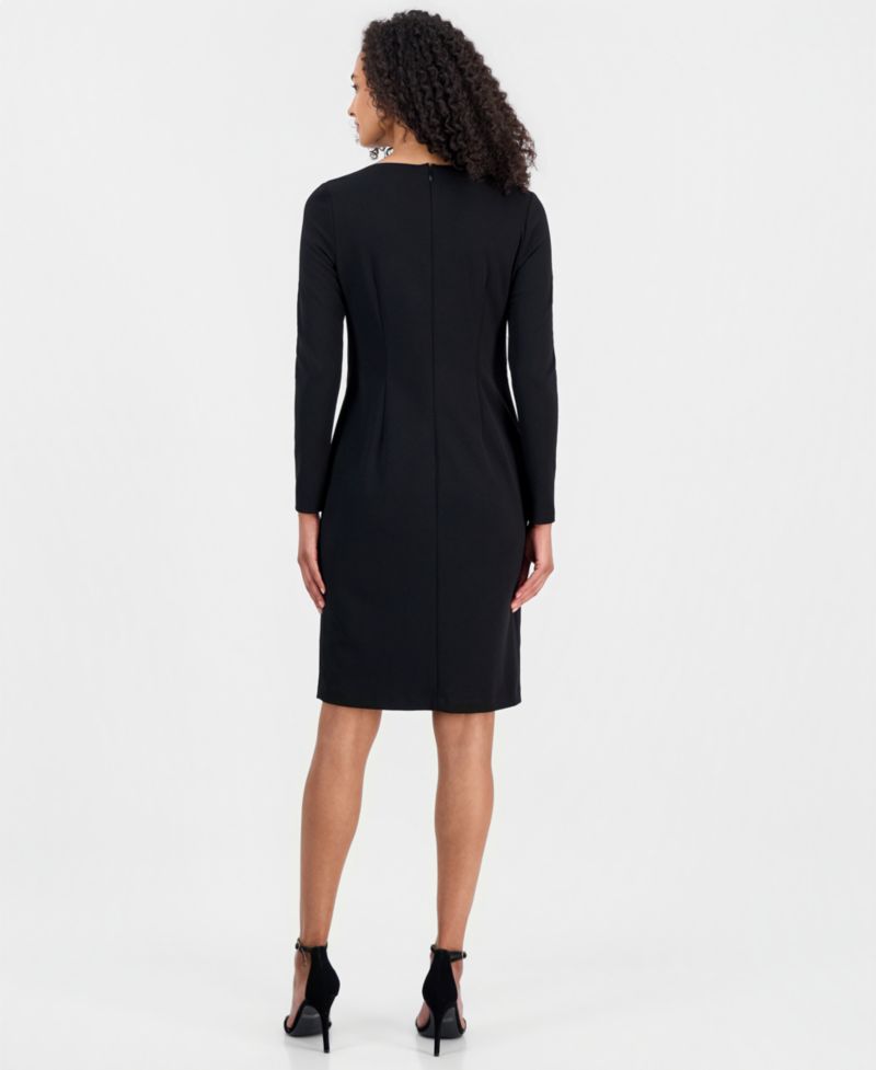 Petite Scoop-Neck Scuba Crepe Sheath Dress
