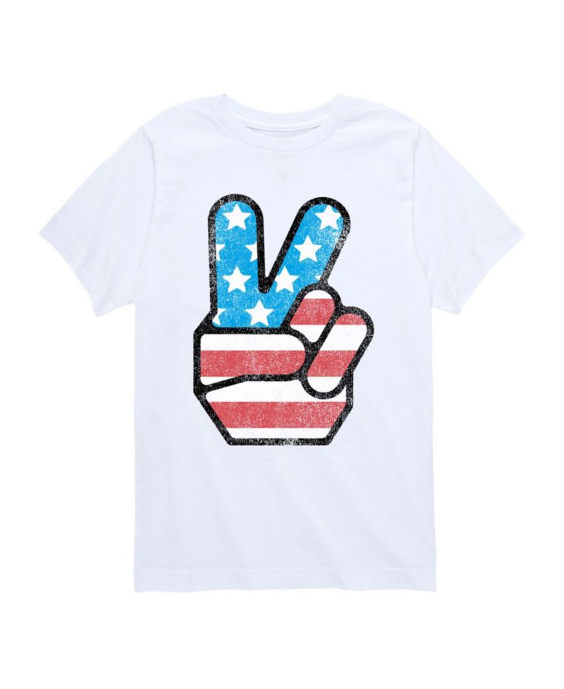 Boys' Toddler 2T-5T USA Flag Peace Short-Sleeve Graphic T-Shirt