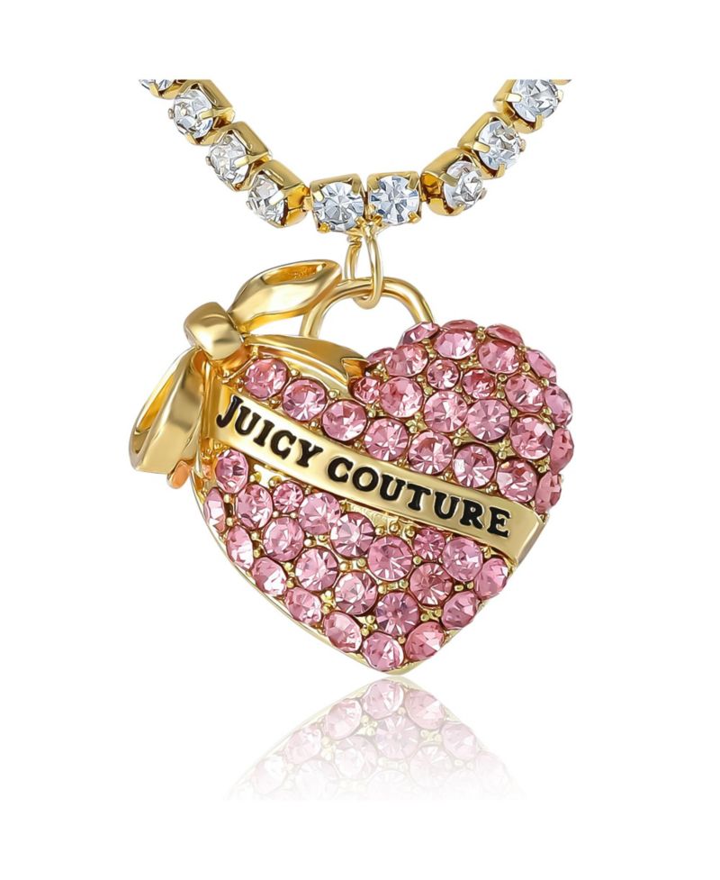 PavÃ© Heart Pendant Necklace, Gold&acirc;€‘Tone
