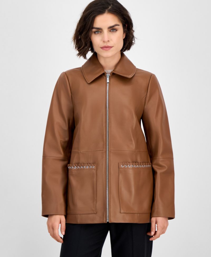 Women's Zip-Front Leather Jacket