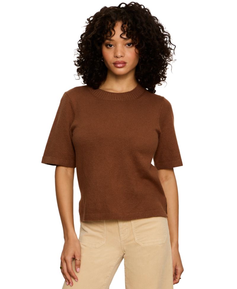 Petite Short-Sleeve Crewneck Sweater