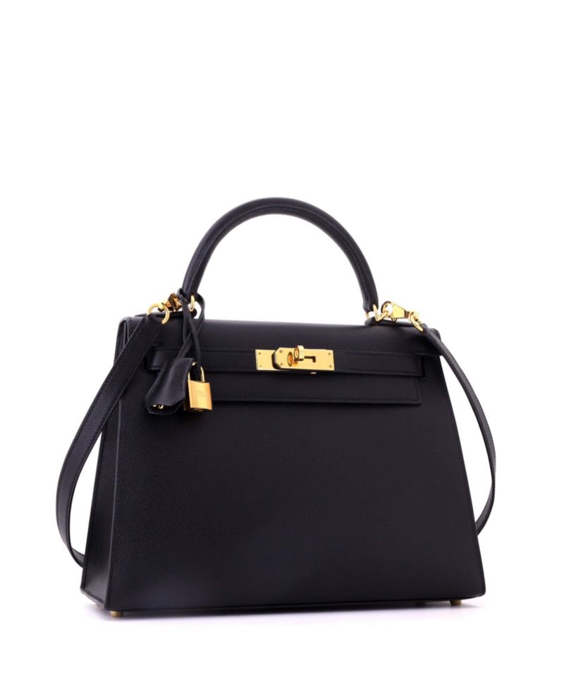 Kelly 28 Handbag Black Epsom with Gold Hardware