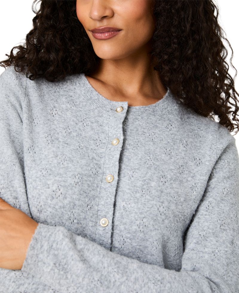 Women's Dakota Cropped Pointelle Cardigan Sweater