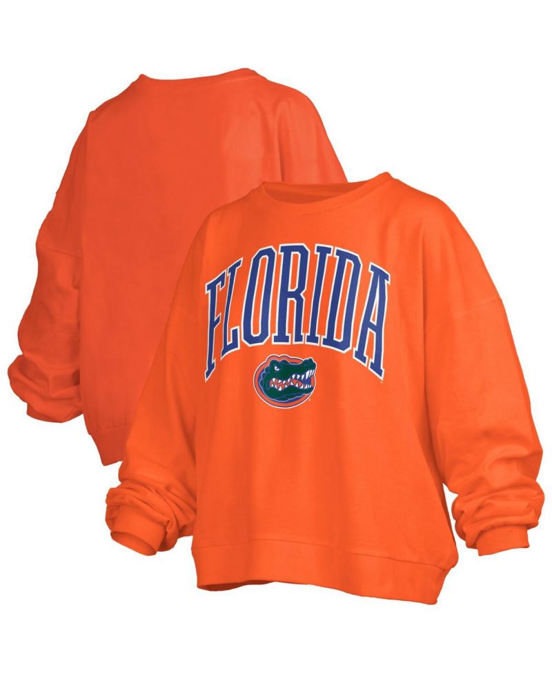 Women's Orange Florida Gators Janise Arch Over Logo Waist Length Oversized Pullover Sweatshirt