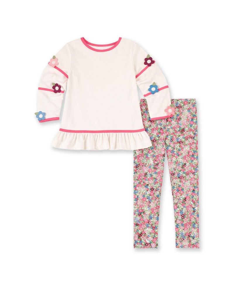 Big Girls (7-8) Knit Tunic Set with Flowers