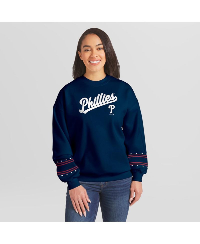 Women's Navy Philadelphia Phillies Americana Heavyweight Fleece Sweatshirt