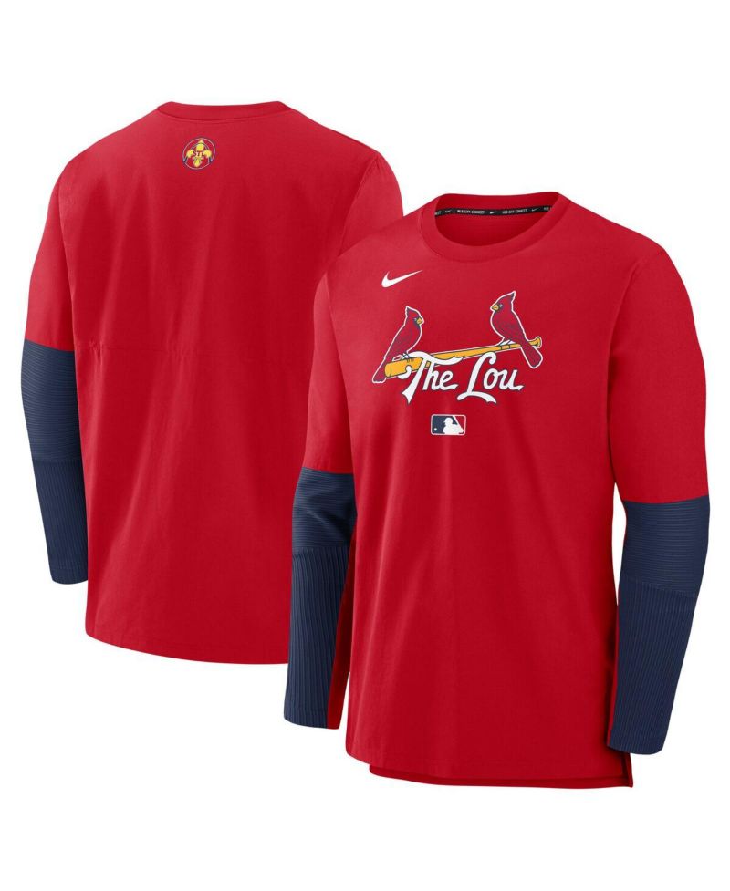 Men's Red St. Louis Cardinals Authentic Collection City Connect Lightweight Player Tri-Blend Performance Long Sleeve T-Shirt