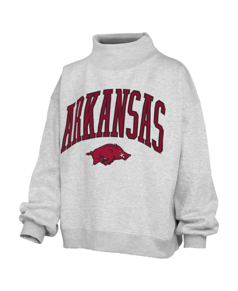 Women's Nelson Texture Lingo Arkansas Razorbacks Oversized Mock Neck Sweatshirt