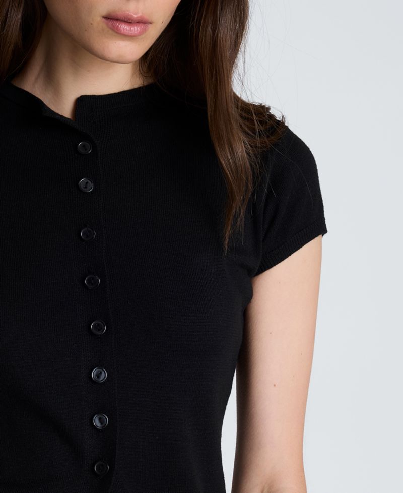 Women's Ribbed Mock-Neck Short-Sleeve Sweater