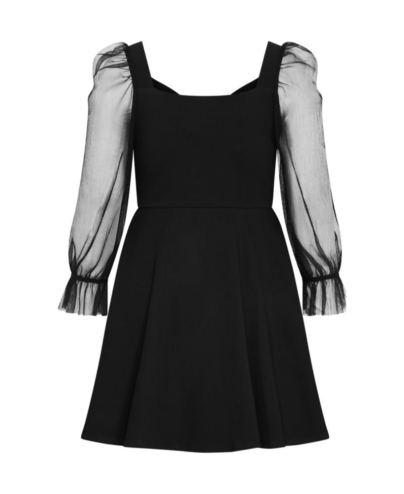 Plus Size Alannah Mesh Sleeve Mini Dress