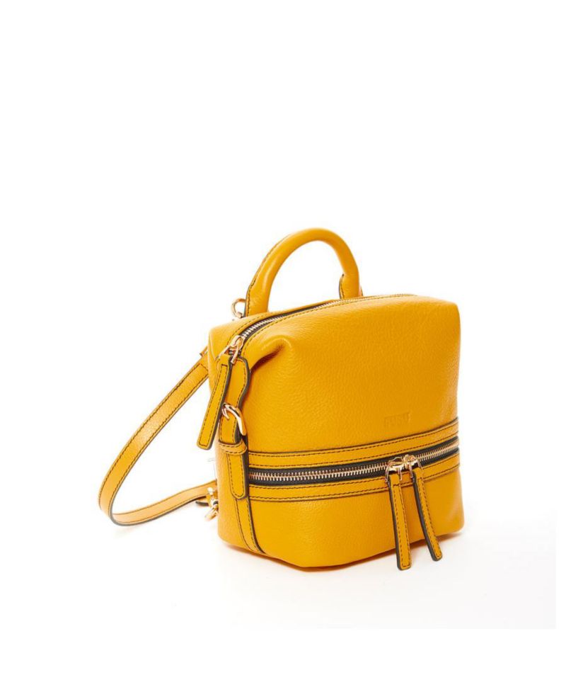 Yellow Leather Backpack Purse Convertible Medium Crossbody Bag for Women with Front and Back Pockets