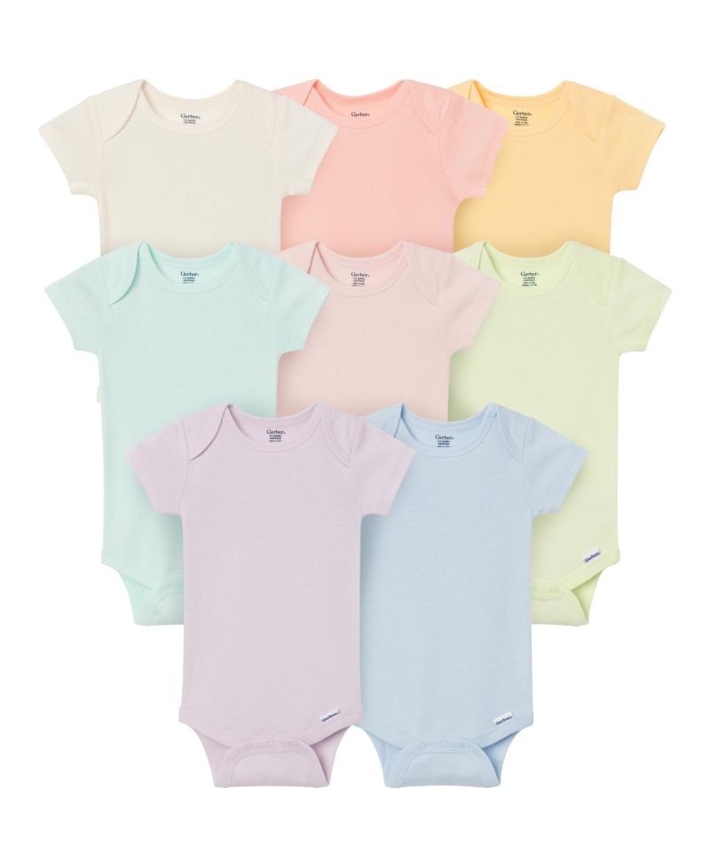 Baby ( NEW BORN TO 18 M )8-Pack Short Sleeve Bodysuits, Rainbow