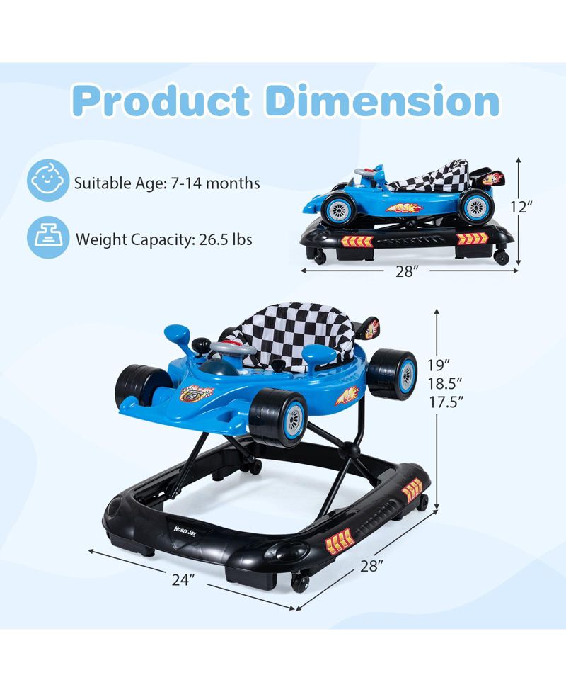 4-in-1 Foldable Baby Walker, Adjustable-Height, 4-Mode