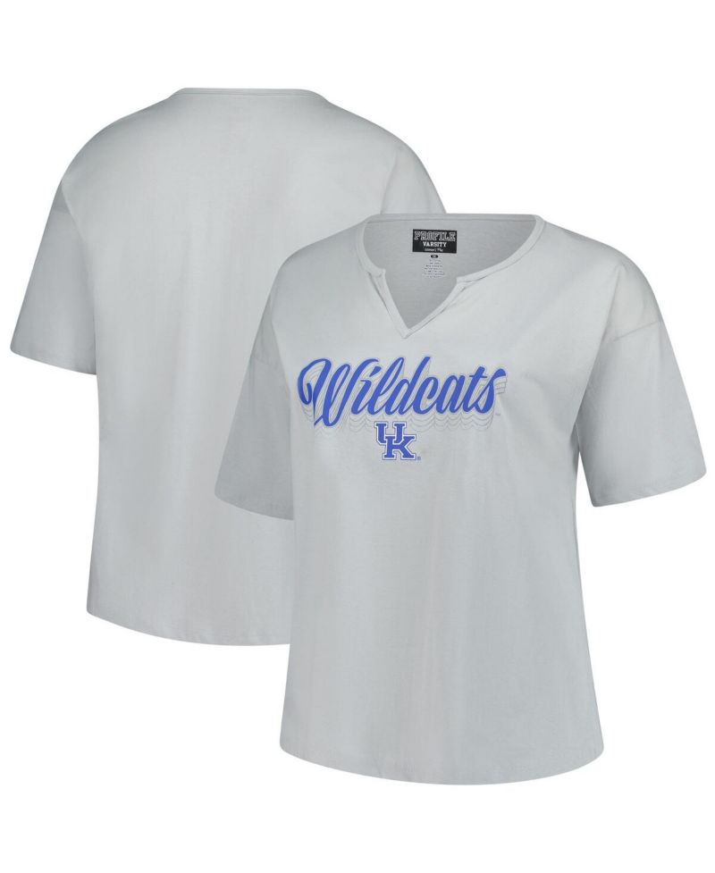 Women's Gray Kentucky Wildcats Plus Size Winning Gear Notch Neck T-Shirt