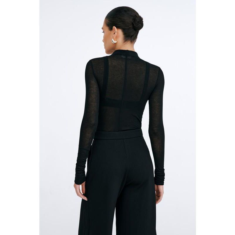 Women's Alicia Long-Sleeve Sheer Jersey Turtleneck with Thumbholes
