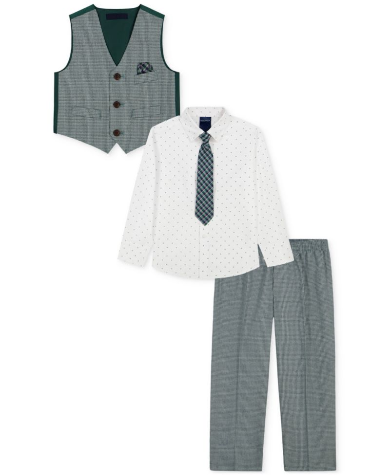 Baby Boys' Long-Sleeve Shirt, Vest, Pants and Tie, 4-Piece Set