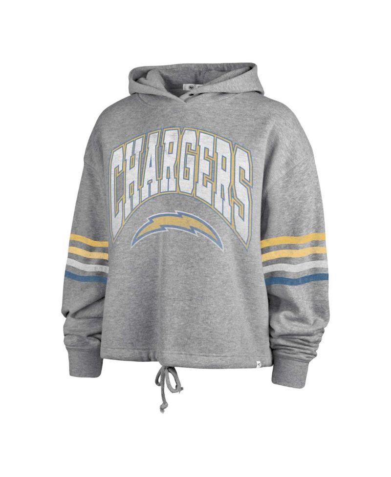 Women's Heather Gray Distressed Los Angeles Chargers Upland Bennett Pullover Hoodie