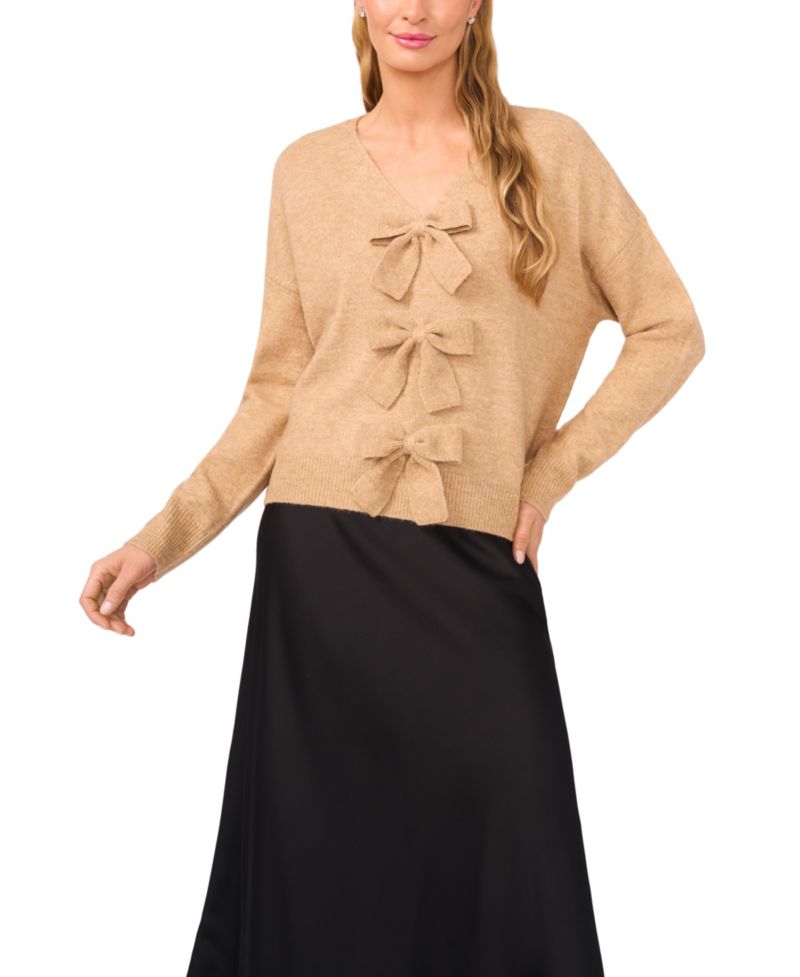 Women's Bow Detail V-Neck Sweater