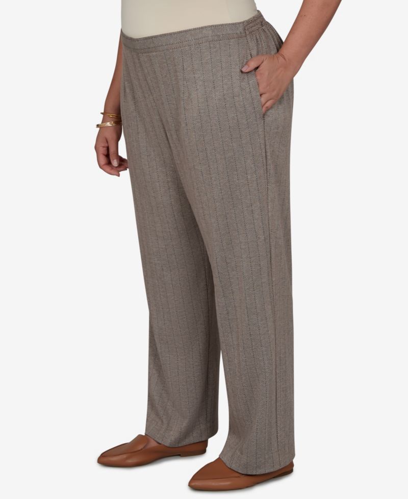 Plus Size Pull-On Pinstripe Mid-Rise Pants