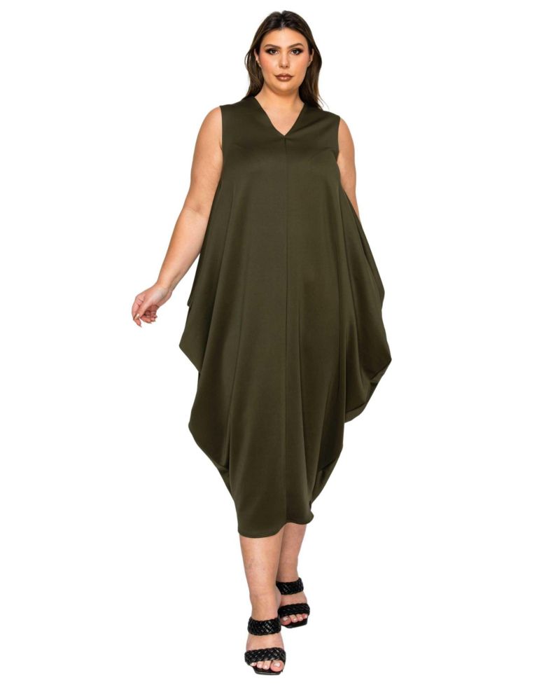 Plus Size Clover Sleeveless Bubble Hem Dress