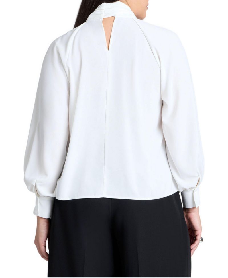 Women's Dramatic Neck-Tie Blouse