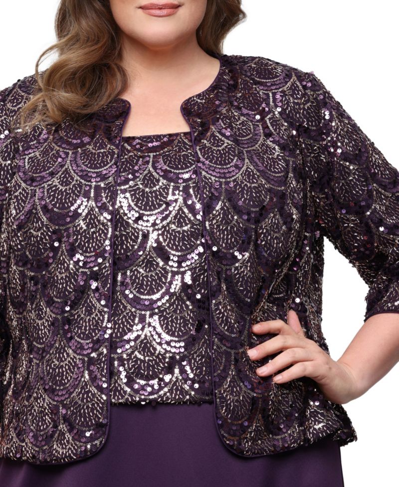Plus Size Long Sequin Jacket Dress