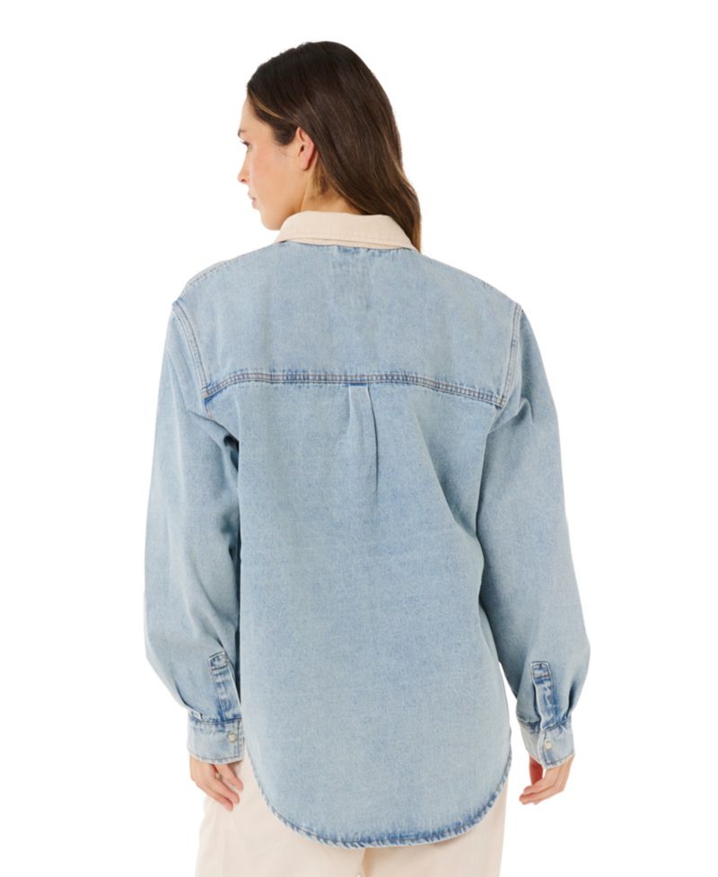 Women's Surf Side Relaxed Collared Denim Jacket