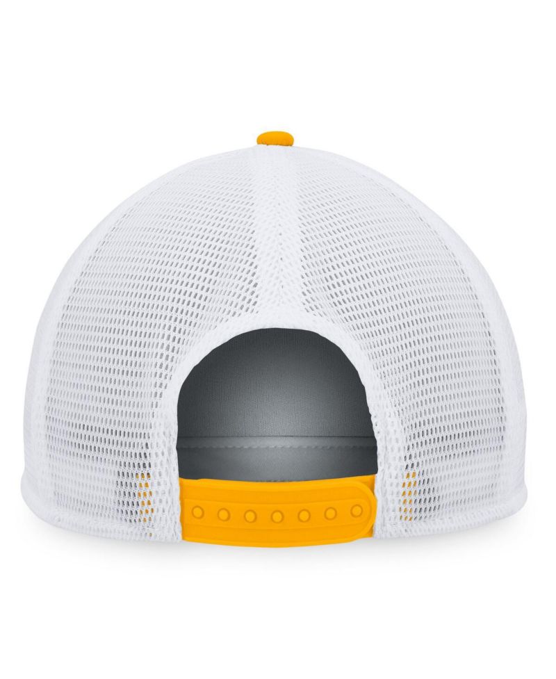 Men's Black, Gold Distressed Boston Bruins Heritage Vintage-Like Foam Front Trucker Snapback Hat