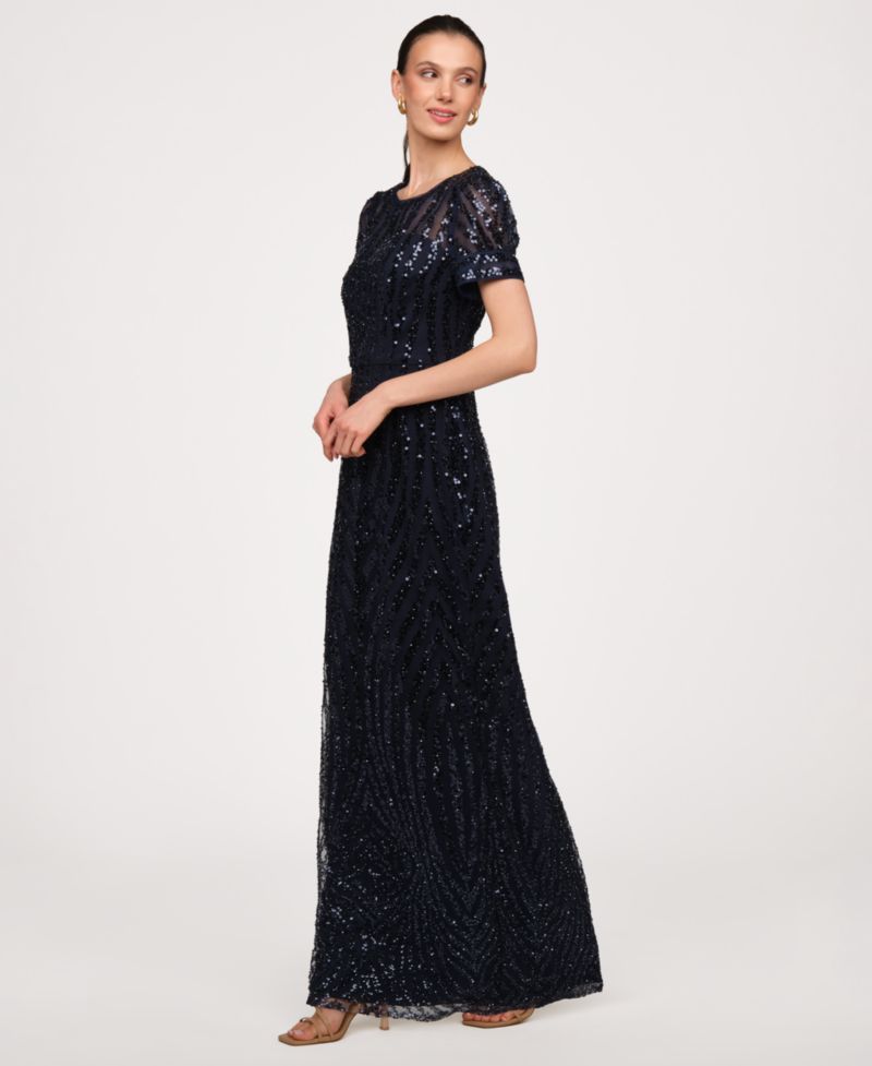 Women's Jewel Neck Column Gown Dress