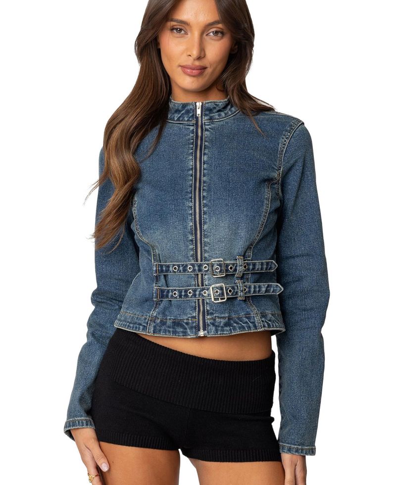 Women's Double Buckle Denim Jacket
