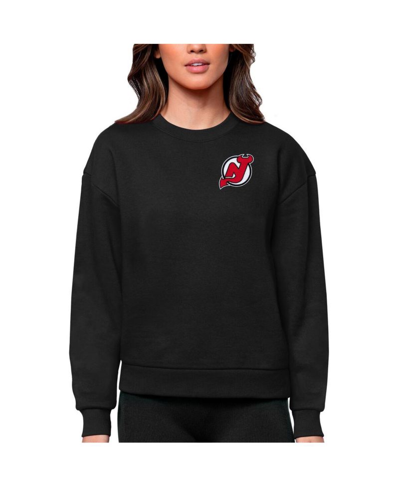 Women's Black New Jersey Devils Primary Logo Victory Crewneck Pullover Sweatshirt