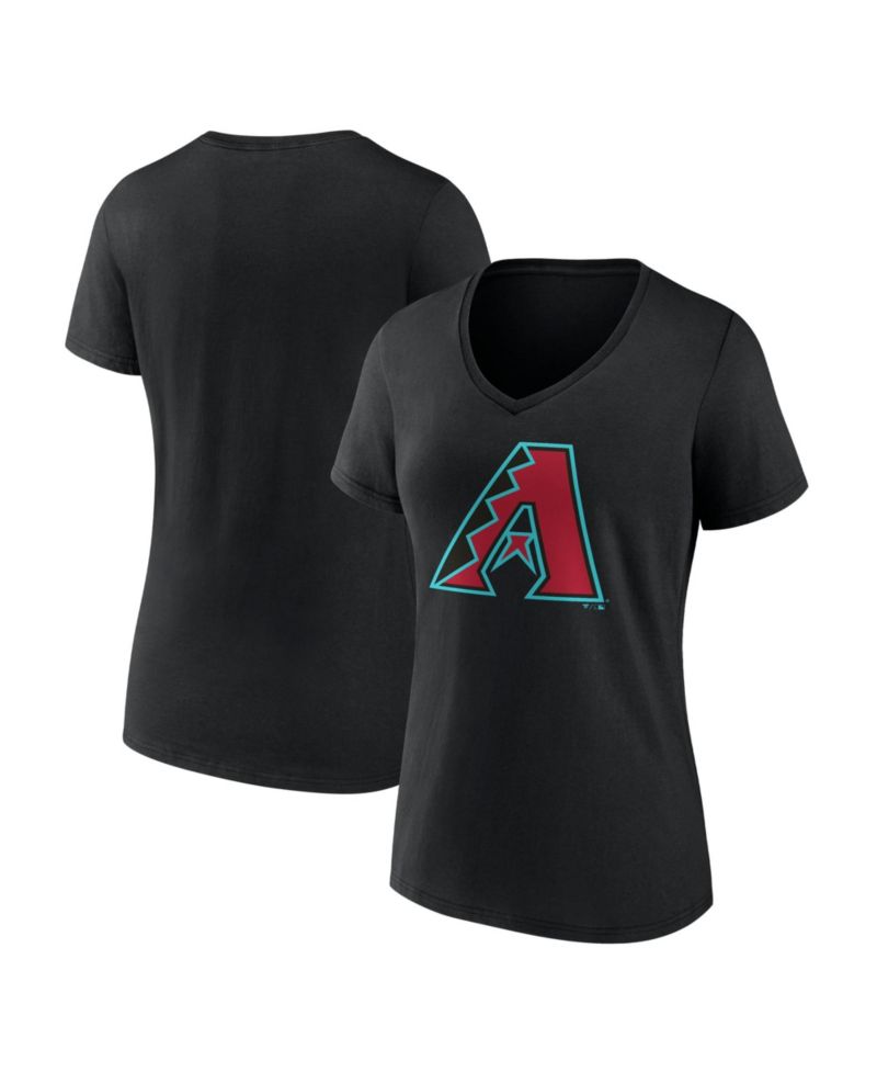 Women's Black Arizona Diamondbacks Official Logo Athletic V-Neck T-Shirt