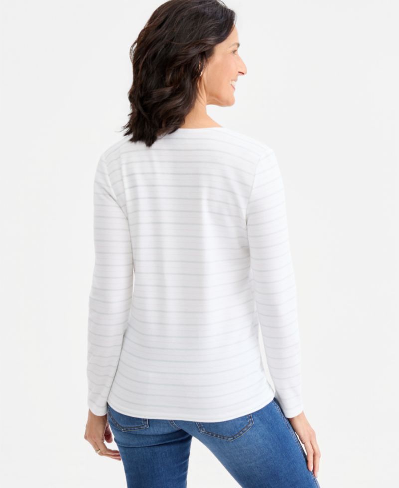Women's Printed Long-Sleeve Scoop-Neck Top