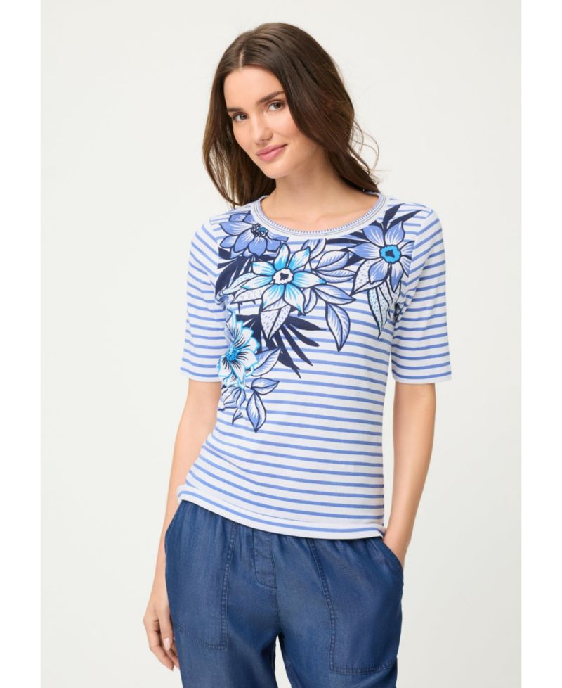 Women's Stripe Placement Print T-Shirt