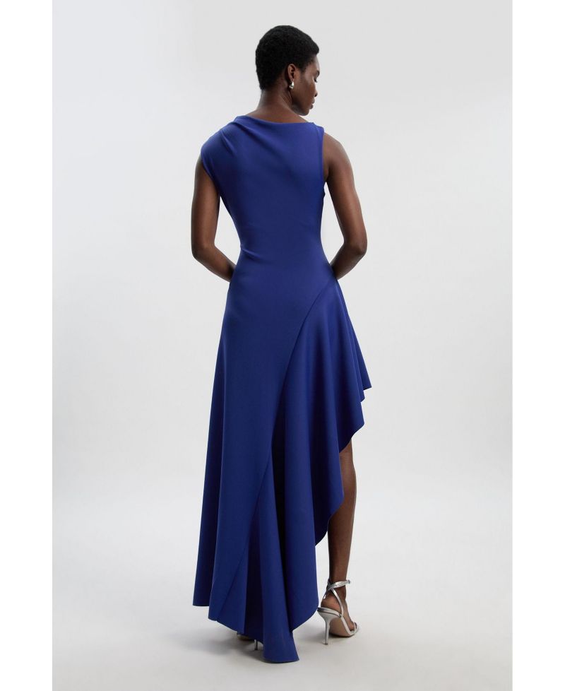 Women's Scuba Drama Ruffle Hem Woven Maxi Dress