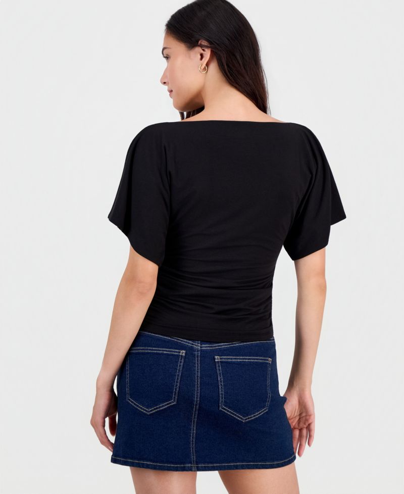 Women's Boat-Neck Flutter-Sleeve Top