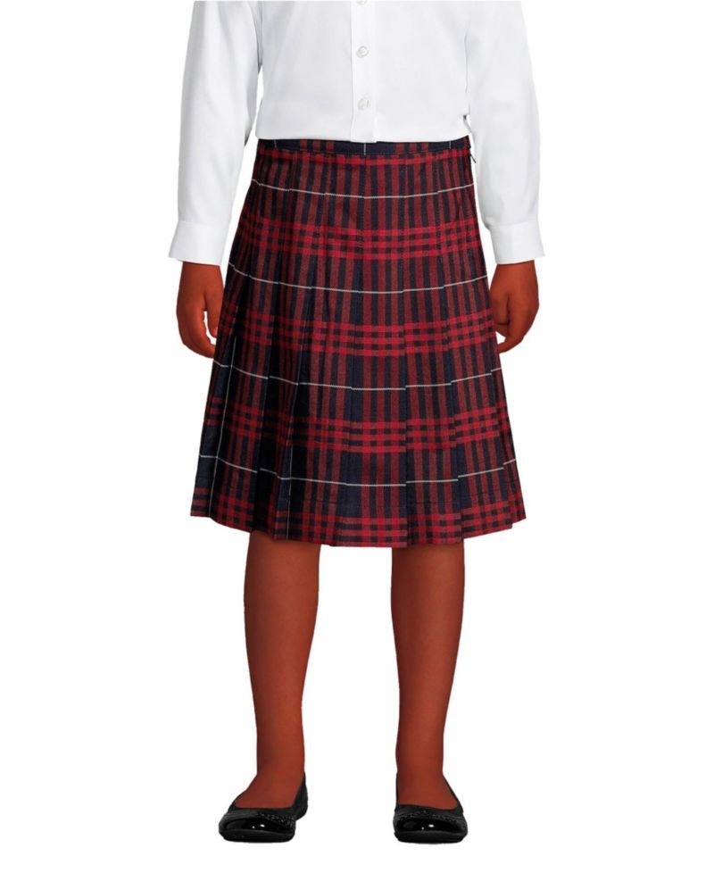 Big Girls Plaid Pleated Skirt Below the Knee