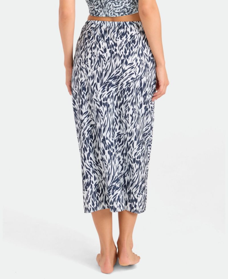 Women's Abstract Print Midi Swim Cover-Up Skirt