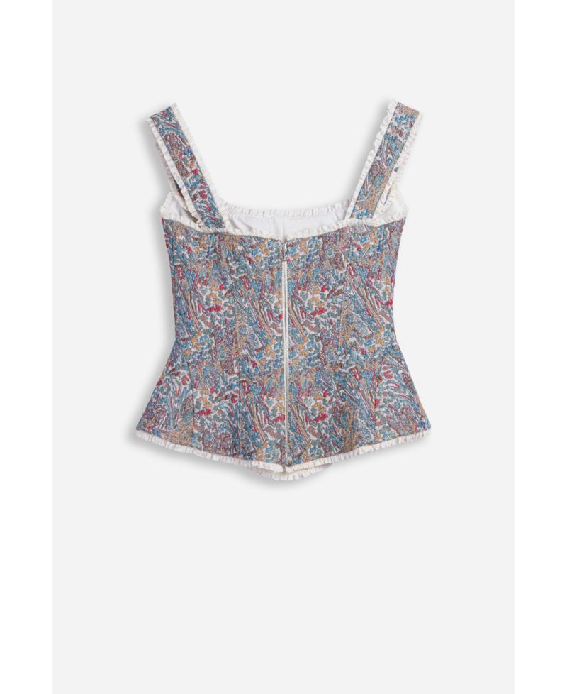 Women's Square Neck Sleeveless Piped Bustier Top