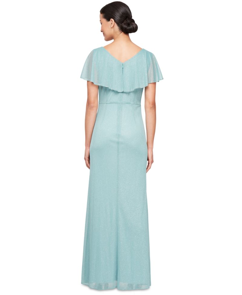 Petite Ruffled Flutter-Sleeve Gown