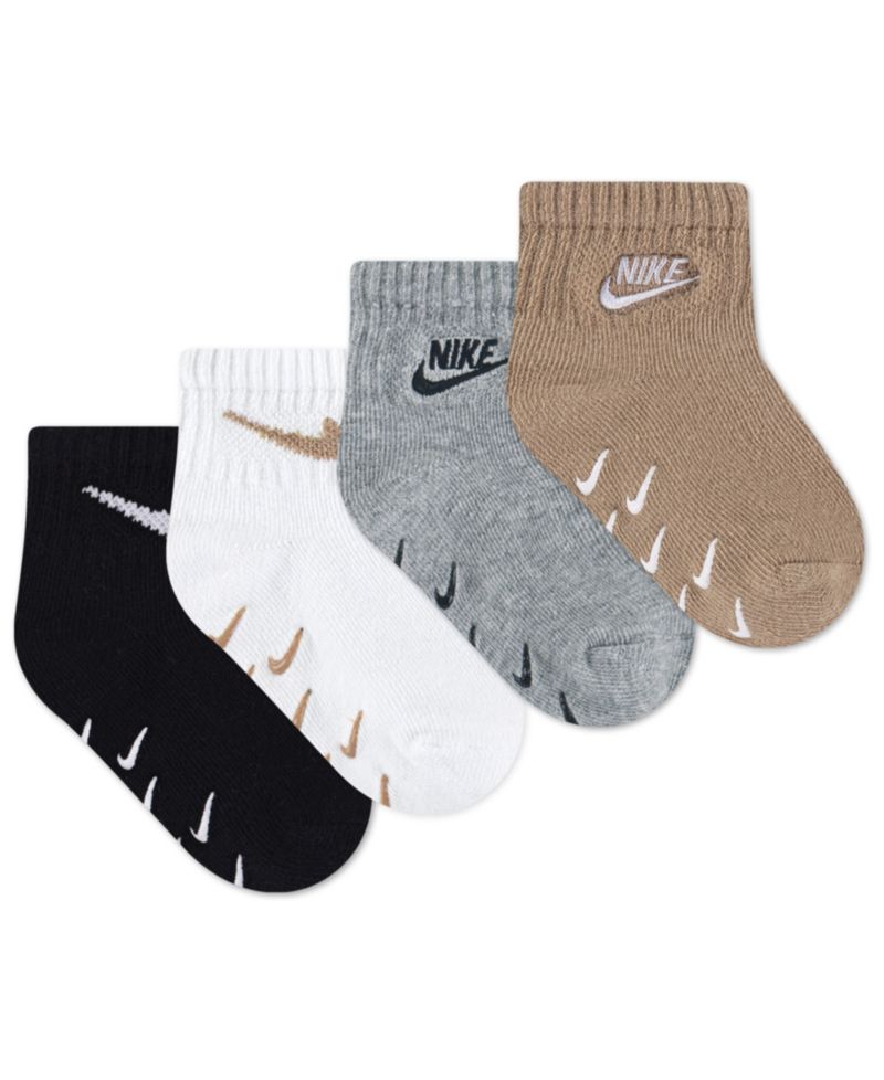 Baby Girls' or Baby Boys' and Toddler Logo Gripper Socks, 4-Pack