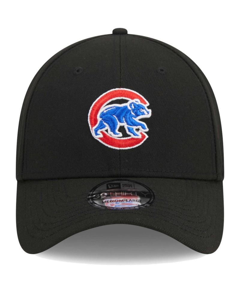 Men's Black Chicago Cubs Logo 39THIRTY Flex Hat