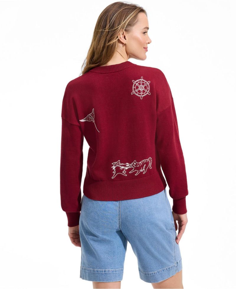 Women's Cotton Embellished Cardigan Sweater