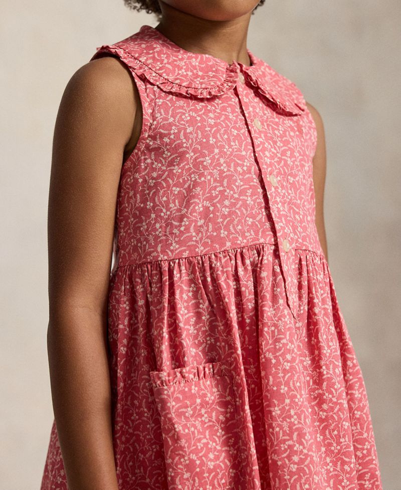 Girls' 2T-6X Floral Sleeveless Shirt Dress