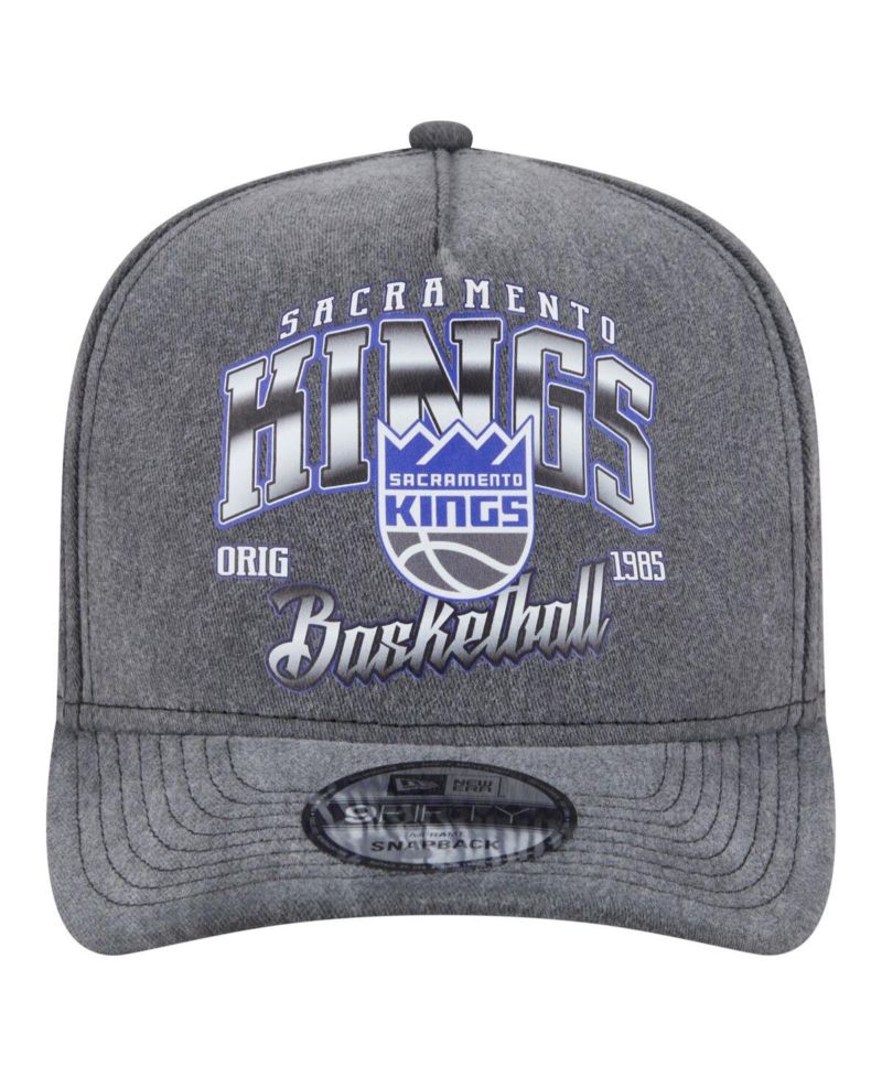 Men's Charcoal Sacramento Kings Throwback Washed Pre-Curved 9FIFTY Snapback Hat