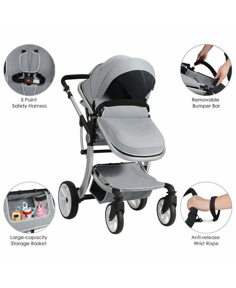 Folding Aluminum Infant Bassinet Reversible Baby Stroller
