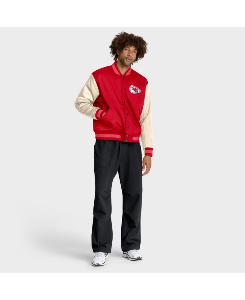 Men's Red/Cream Kansas City Chiefs Rewind Legacy Full-Snap Bomber Jacket