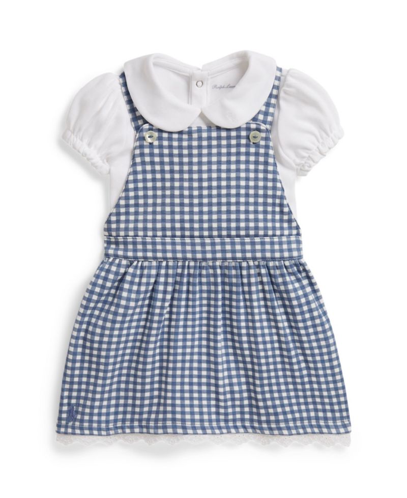 Baby Girls' Cotton Bodysuit and Gingham Dress, 2-Piece Set